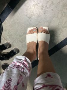 White Platform Heel Mules
