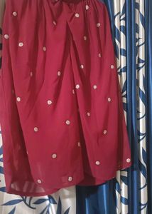 Elegant Red Embroidered Girls' Outfit