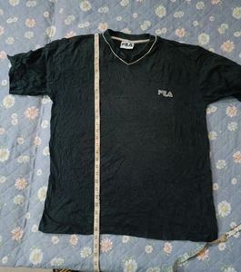 Vintage Fila Dark Green V-Neck T-Shirt