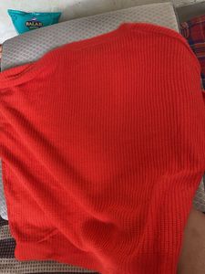 Vibrant Orange Knit Sweater