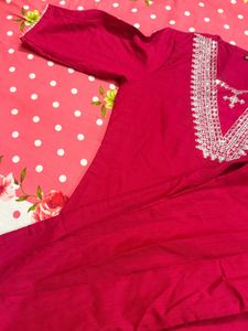 Red Embellished Kurta