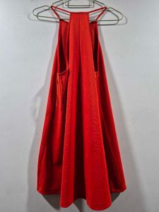 Vibrant Red Halter Neck A-Line ZARA dress