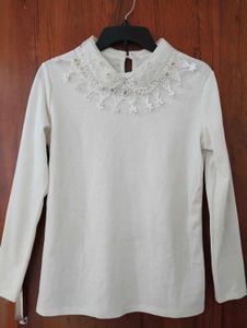 Elegant White Embellished Blouse