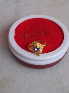 Gold Nose Ring with Purple Stone