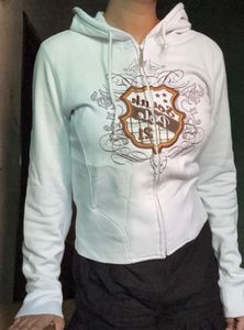 White Graphic Zip-Up Hoodie jacket