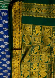 pure silk kanchipattu Teal Saree