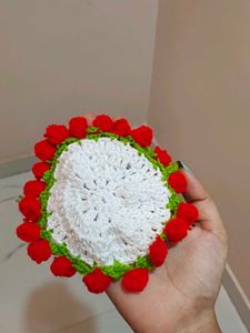 crochet flower bouquet coaster