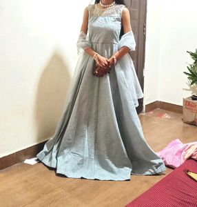 Partywear/ wedding Silver Gown