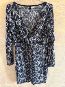 Snakeskin Print Twist Front Dress
