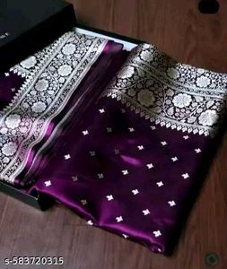 Exquisite Purple Banarasi Silk Saree with pollika