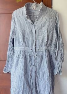 Striped Button-Down Shirt Dress