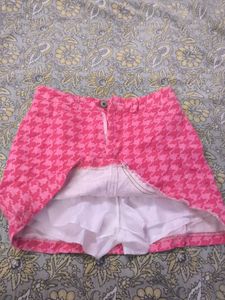 Pink Houndstooth Skirt