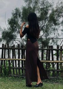 Long Brown Flowy Skirt
