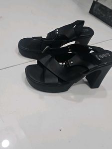 Black Platform Block Heel Sandals