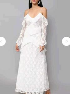 Lace Ruffle Maxi Dress by AMAGYAA