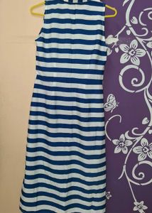 Blue &amp; White Striped Sleeveless Shirt