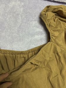 Brown Puff Sleeve Square Neck Dress34-36