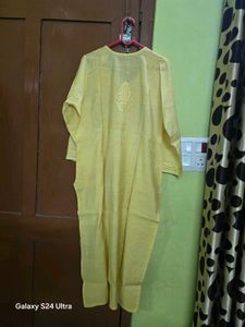 Beautiful Yellow Embroidered Kurta