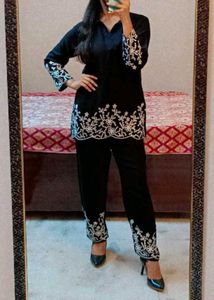 Black Embroidered Co-ord