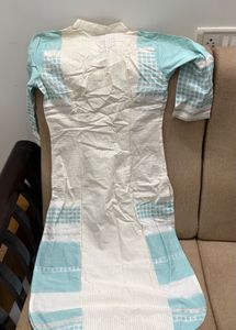 Women's White & Blue Kurta