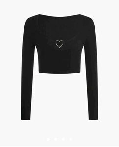 Chic Black Heart Detail Long Sleeve Crop Top