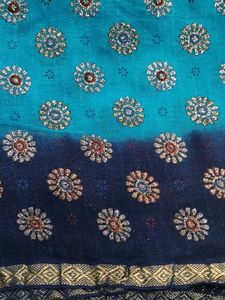 Firozi and Dark Blue khaddi Georgette Saree