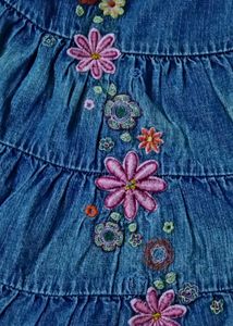 Imported Y2K Flared Embroidered Denim Tiered Skirt