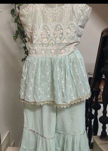 Elegant Mint Green Sharara Set