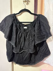 Chic Black Off-Shoulder Ruffle Top