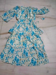 Tiered Floral Off-Shoulder Midi Dress