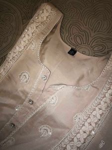 Beige Kurta Set with Dupatta and pant