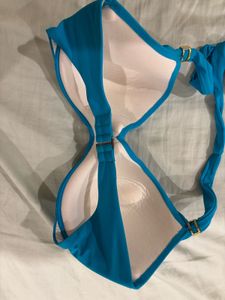 Bright Blue Bandeau Bikini Top 34 DD