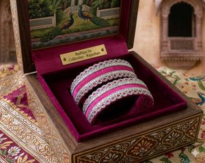 Beautiful Pink &amp; Silver Bangles