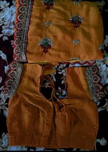 Beautiful Orange Embroidered Saree