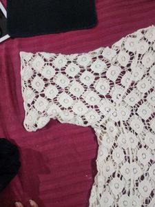 Boho Cream Crochet Fringe Kimono