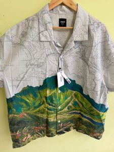 Unique Map & Mountain Print Shirt