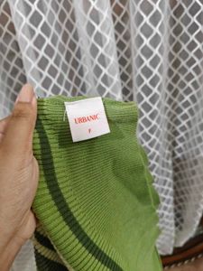Urbanic Striped Green Cropped Sweater Top