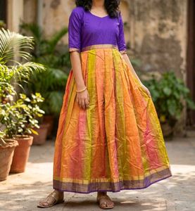 Vibrant Striped Anarkali Gown