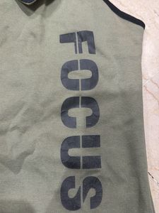 Olive Green Collared Crop Top