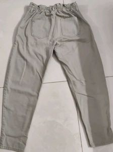 Stylish Light Grey Paperbag Waist Pants