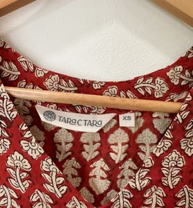 Hand Block Print Rust Midi Dress