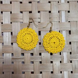 Handmade Yellow Crochet Earrings