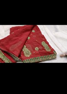 Maroon Embroidered Saree