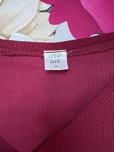 Maroon Wrap Front Top