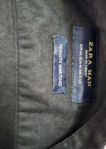 ZARA MEN  black manderin neck linen Shirt