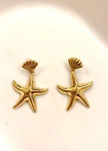 New Gold Starfish Dangle Earrings