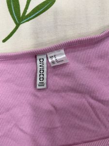 Divided H&M Basic Pink Ribbed Top