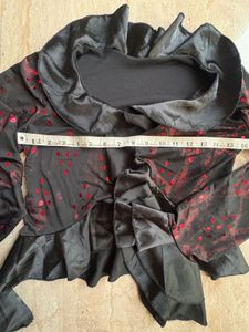 Elegant Black &amp; Red Embellished Blouse