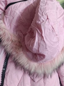 Pink Puffer Jacket with Fur Hood