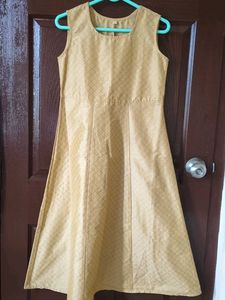 Elegant Sleeveless Yellow Ethnic Gown